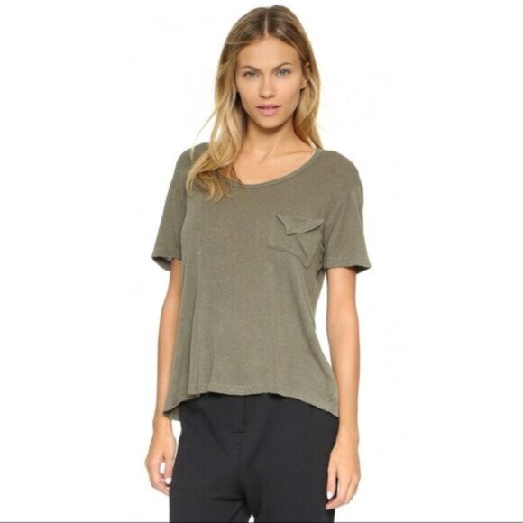 Revolve LNA Short Sleeve Torn Pocket Tee Oversized T-Shirt Scoop Neck Black XS - Picture 1 of 13